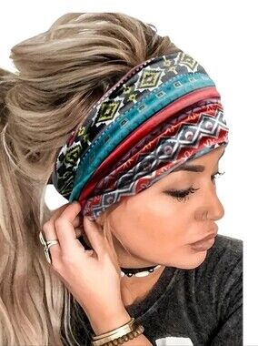 Bohemian Style Wide Cross Knotted Sports Yoga Sweatband Headband